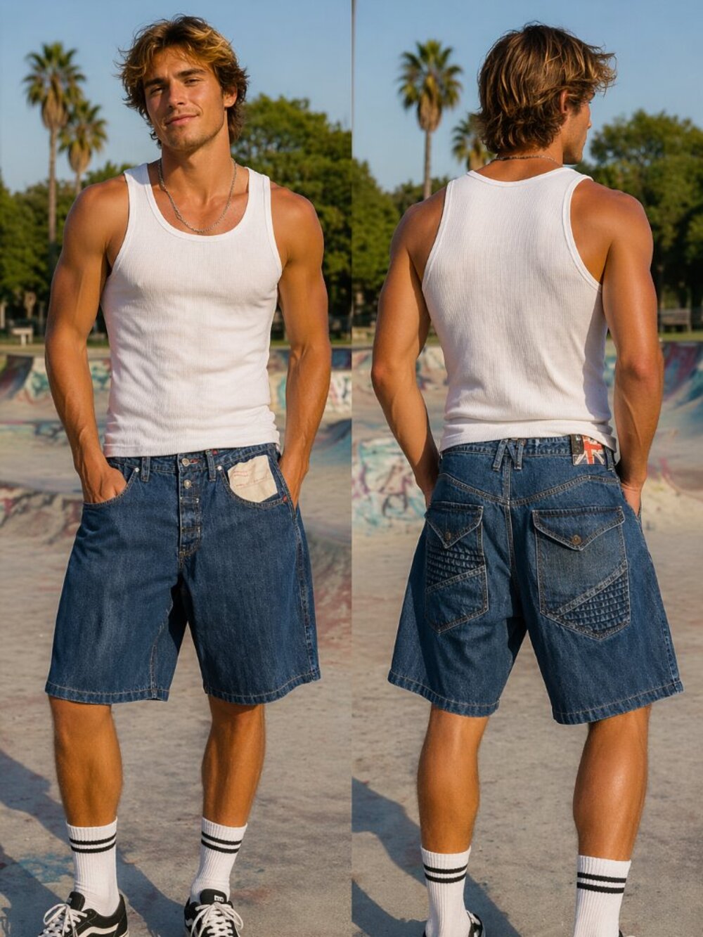 Artful Dodger Cotton Denim Blue “Cut-Down” Jean Shorts 38 waist